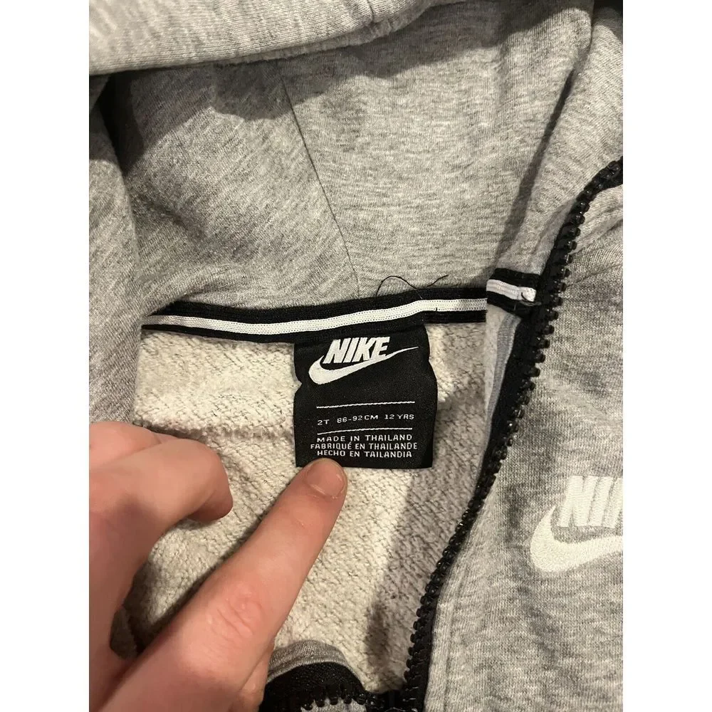 Nike Air Jacket Full Zip Youth Boys 2T Gray‎ White Spellout Striped Hooded